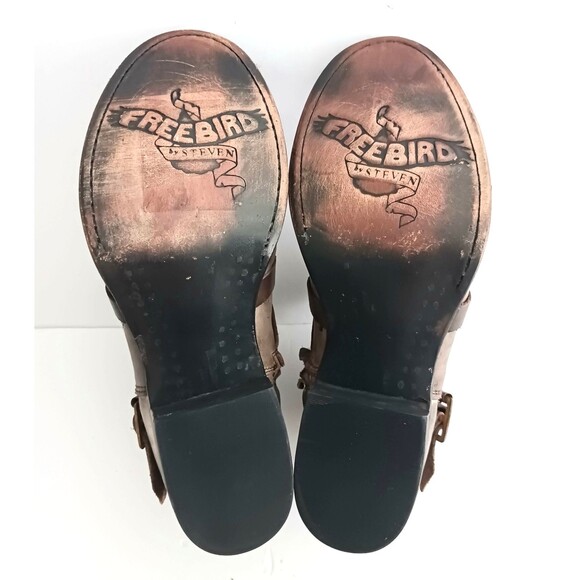 New FREEBIRD by Steven Sammi Ankle Boot Brown Distressed Leather Ankle Wrap 6M - Picture 10 of 14